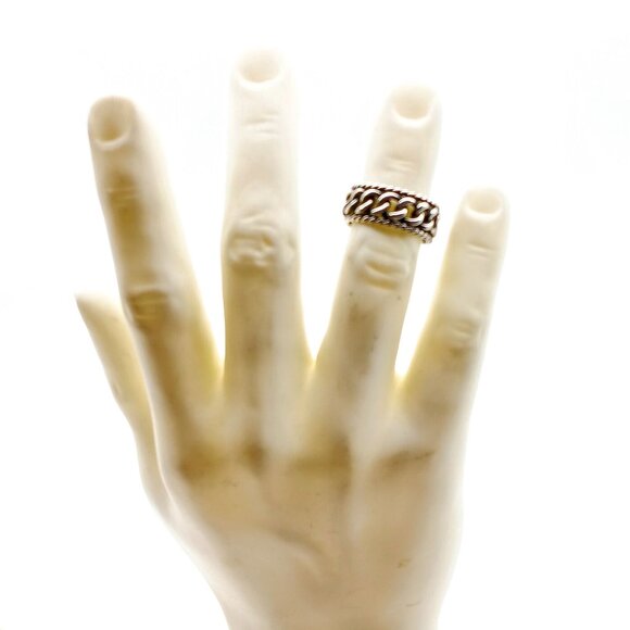 Vintage Sterling Silver Chain Band Ring Size 8 Unisex - Picture 1 of 6
